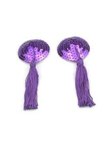 1 Pair Of Sexy Nipple Covers, Sexy Lingerie Accessories, Tassel Heart-Shaped Sequined Nipple Covers, Women's Chest Covers, Sexy Tassel Nipple Covers, Party Nightclub Dance Performance Sexy Accessories.