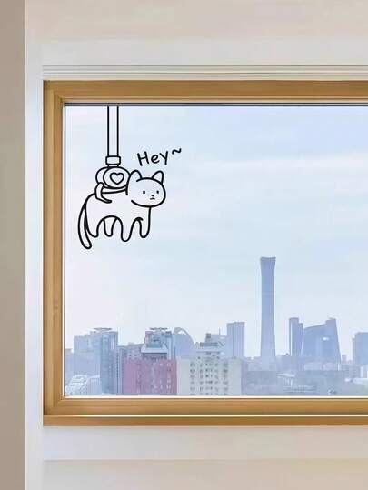 1pc Claw Machine Cat Design Funny Removable Stickers - Whimsical Wall Decals For Mirrors, Glass Doors, Windows - DIY Waterproof Home Decor Art,Home Decor,Wall Stickers