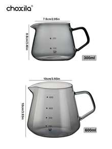 choxila 1pc High Borosilicate Glass Coffee Sharing Pot 600ml,Pour-Over Coffee Pot With Scale,Smoky Grey,2-4 Cups,For Home Sharing Or Party And Camping,Coffee Maker,Coffee Accessories Back To School - Glass Sharing Pot - View 10