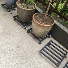 1pc Heavy Duty Metal Plant Cart With Lockable Wheels - 10" And 12" Square Racks, Suitable For Indoor/Outdoor Use, Outdoor Garden Shelving Cart