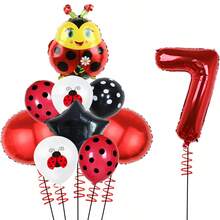 10pcs Ladybug Theme Party Balloons, Black & Red Dotted Ladybug Decoration Balloons, Perfect For Holiday Celebrations, Ladybug Parties, Decorations For 0-9 Years Old, Best Gift To Bring Joyous Atmosphere - Khaki - View 10