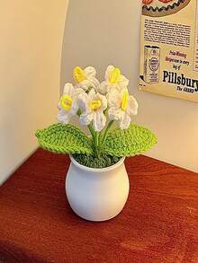 Crochet Flower, Knitted Crochet Forget-Me-Not Potted Flowers In Pink, White, Blue, Knitted Sunflower Potted Flowers, Handmade Potted Flowers, Birthday Wedding Car Gift Home Decor Flowers, Handmade Crochet Flower Potted Plants - Multicolor - View 4