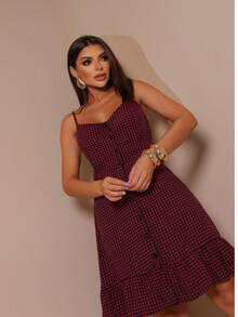 Short Ayla Dress - Red and Black - View 2