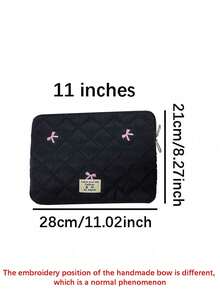 Portable Large Capacity Cute Bow Embroidered Laptop Sleeve Bag, Suitable For 11" /13" /15" IPad/Tablet/Notebook, Prevents Scratches, Protective Inner Lining - Multicolor - View 21