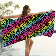 Super Large Fast Drying Ultra-Fine Fiber Beach Towel, Colorful Leopard Print Beach Towel, Super Soft, Sand Free, Highly Absorbent, Lightweight And Portable - Very Suitable For Beaches, Swimming Pools, Travel, Valentine's Day Gifts, Yoga Towels, Suitable For Fashionable Swimming Towels, Fast Drying Fabrics, Beach Towels Bathroom Decor Summer Beach Essentials - Multicolor - View 10