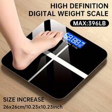 SOKANY Smart Bathroom Scale, Includes 2 AA Batteries, Temperature Display, High-Definition LED, One-Touch Unit Conversion (Kg/Lb), Tempered Glass, Max Capacity 396 Lbs. Suitable For Home And Gym, Essential For Fitness Enthusiasts - Black - View 2