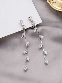 1 Pair Fashionable Personalized Leaf Tassel Long Ear Clips - Silver - View 1