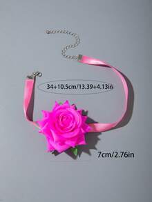 1pc Minimalist Floral Dopamine Polyester Fiber 3D Flower Necklace For Women, Suitable For Dates, Parties And As Gifts (Flower And Cord Color May Vary Slightly Between Batches)