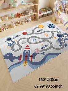 1 pieza Alfombra con diseño de astronauta y planeta de estilo de dibujos animados, alfombra de campo planetario, alfombra de astronauta, alfombra de cohete, tapete de juegos, material amigable con el pelaje, alfombra para sala de estar, alfombra para dormitorio, alfombra pequeña, alfombra grande, alfombra para cocina, felpudo de baño - Blanco - Ver 19