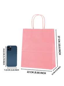 10pcs Multicolor Gift Bags With Handles, Kraft Paper Party Bags Suitable For Christmas Parties, Weddings, Birthdays, Celebrations, Parties, DIY, 5 Sizes