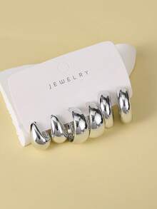 6-12pcs/Set Fashionable Delicate Minimalist C-Shape Hoop Earrings, Suitable For Women's Daily, Date, Party Outfits