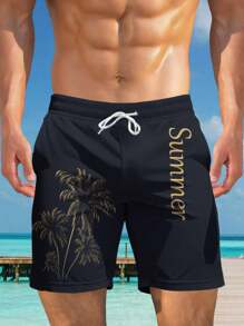 Plus Size Men's Hawaii Floral 3D Print Casual Beach Shorts - Quick Dry, Drawstring Waistband, Perfect Choice For Summer Outing, Hawaiian