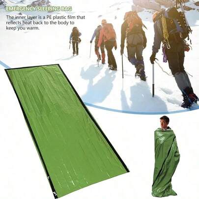 Outdoor Survival Sleeping Bag Cold Protection And Warmth Suitable For Camping Hiking Mountaineering Emergency Use Portable