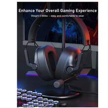 Słuchawki gamingowe SENZER SG500-Czarne, z dźwiękiem przestrzennym i mikrofonem z redukcją szumów, z miękką wyściółką z pianki zapamiętującej kształt, przenośne, składane słuchawki do komputerów PC itp.