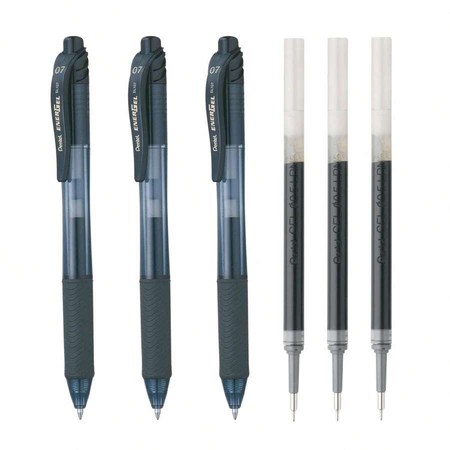 Kit With 3 Pentel Energel 0.7 Pens With 3 Refills Black - 彩色 - 查看 1