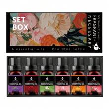 6*0.33oz Essential Oil Set, Includes Lavender, Rose, Jasmine, Cherry Blossom, Sweet Orange, Peach, Suitable For Diffuser, Humidifier, DIY Candle Making, Best Gift Set