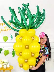Set 56 de suporturi pentru baloane din latex cu ananas de vară - baloane din latex galbene și aurii de 5/10/12 inch cu baloane magice verzi cu arc, pentru petrecere hawaiană, decorațiuni cu fructe tropicale pentru sărbători de vară, articole pentru petreceri de ziua de naștere, decorațiuni pentru petreceri la piscină și plajă, decorațiuni pentru petreceri hawaiene Luau, baloane cu fructe aurii și verzi, decorațiuni pentru petreceri Aloha, petrecere cu tematică de fructe, petrecere cu ananas - Multicolor - Vizualizare 3