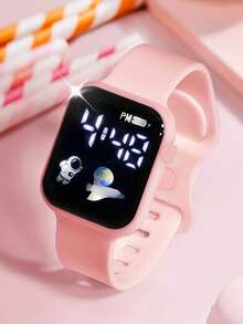 6/1pc Fashionable & Minimalist Cute Digital Display Watch And Jewelry Set (Necklace, Bracelet, Earrings, Ring) - Suitable Gift For Teenage Girls, Great For Parties, Festivals - Multicolor - View 5