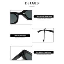 1/2/3pcs New Retro Square For Men And Women With A Sense Of Luxury, Cross-Border Big Face Slimming Glasses, Multi-Color Narrow Frame With Polarized Lenses, Classic Black Square Frame
