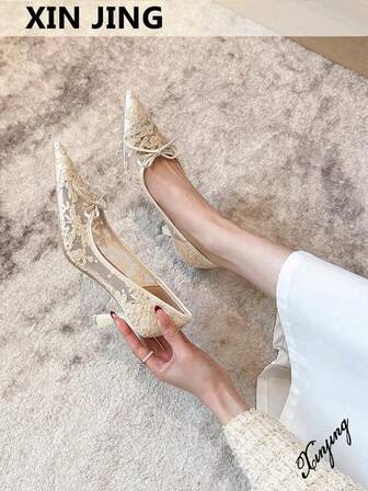 Xin Jing Shoes 秋冬女士高跟鞋，百搭时尚尖头中跟办公鞋，优雅派对风