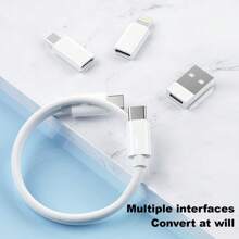 Multi-Function Data Cable Set And Storage Box,Silicone USB Type-C Charger Cable Kit With Data Transfer & Card Storage - MFI Certified, Lightning-Fast Charging Compatible With IPhone/Android/Micro,Tablets, USB To Lightning,USB Charging,Data Cable, Adapter, Card Needle,Call Card Storage, Data Cable Storage Compatible With IPhone, Android, Camera, MP3 Universal Adapter Nan