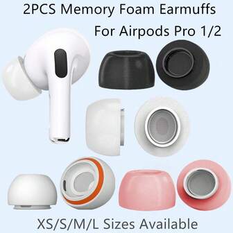 2PCS Soft Replacement Memery Foam EarTips Earmuff Ear Caps For Airpod Pro 1/ 2 EarTips With Dust Mesh Soft Memory Foam & Silicone Perfect Fit The Ear Canal More Comfortable L M S XS Size Available