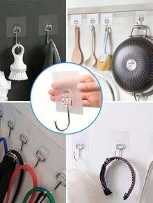 10 件强力壁挂挂钩，自粘式多用途衣服、毛巾、钥匙挂钩，防水挂钩，适用于浴室、盥洗室、厨房、家居、厨房储物用具、房间装饰，适用于厨房、餐厅、派对、露营、户外、聚会、送给朋友、家人的礼物