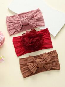 jralon Set de 3 diademas de flores de tul para bebés, bandas elásticas de nailon para bebés y niños pequeños, adecuadas para todas las estaciones