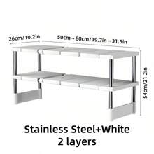 1 szt. 1/2 warstw elastyczny pionowy stojak do przechowywania, rama nośna ze stali nierdzewnej, panel plastikowy, regulowany rozmiar długości, nadaje się do przechowywania w kuchni, przechowywania w domu, przechowywania w akademiku, przechowywania przyborów kuchennych, dekoracji pokoju, nadaje się do kuchni, restauracji, imprezy, kempingu, spotkania, prezentu dla przyjaciół, prezentu dla rodziny