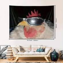 1 Piece Of Humorous Rooster Fashion Glasses Background Cloth - Fun Party And Home Wall Decoration, Lightweight And Durable, Perfect For Living Room Or Quirky Room Decoration, Rooster Decoration - Multicolor - View 8