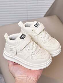 1 Pair Unisex Fashion Breathable PU Hook And Loop Soft Bottom Non-Slip Children Casual Sports Shoes, Suitable For Spring/Autumn Daily Wear & Outdoor Activities