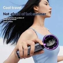 High Speed Turbine Handheld Fan With Digital Display, High Wind Speed Of 120 Gears, Stepless Speed Regulation, With LED