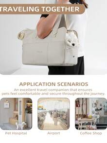 Large Capacity Beige Pet Carrier Bag For Everyday Travel
