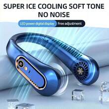 NetHong Neck Fan USB Portable Neck Fan Rechargeable Portable Cooler Neckband Bladeless~ - Royal Blue - View 6