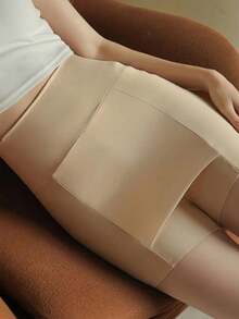 سروال ضيق بخصر عالٍ وبطانة شكلية سلسة للنساء، للتحكم في البطن، مكافحة احتكاك الفخذين، للرفع، مناسب للرياضة والارتداء اليومي الصيفي، إكسسوارات الصالة الرياضية - لون مشمشي - مشاهدة 4