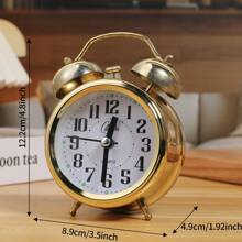 1pc 3-Inch Vintage Style Silent Alarm Clock With Night Light And Handle, Suitable For Sleepers, Adults, Students, Desk, Dorm, Bedroom, Cartoon Design, Battery Powered (Battery Not Included), Mother's Day Gift