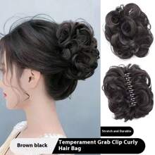 1pc European And American Curly Messy Bun Hair Claw Clip, Elegant Fluffy Synthetic Hair Bun Holder, Hair Accessory For Volumizing And Curling Hairstyles, Suitable For Daily Wear, Outings And Styling Hair Clips Hair Jaw Clip Hair Clamps Hair Clutch Hair Catcher Clip