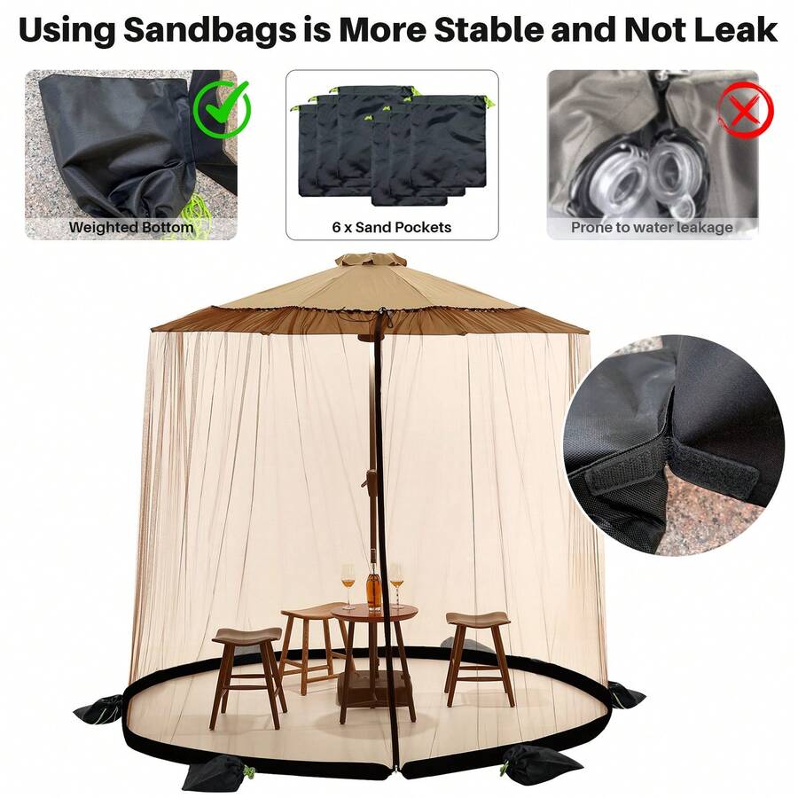 Mosquito Netting Heavy Duty Instant Outdoor Canopy Tent 10ft-12ft Adjustable Mosquito Net For Outdoor Patio Umbrellas With Zipper Door Bug Protection Umbrella Table Screen Cover Mosquito Bug Insect Net Outdoor Patio Netting - Brown - View 1
