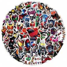 50pcs Kamen Rider Cartoon Graffiti Stickers,Retro Handmade Account Decoration Materials DIY Water Cup Phone Case Decoration Collage