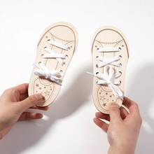 木制鞋带系带练习游戏玩具，精细运动技能和注意力训练玩具