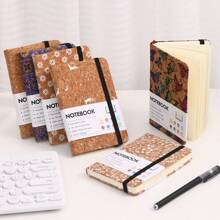 New A6 Wood Grain Binding Notebook With Elastic Band, Hard Cover Suitable For Students And Office Workers, Ideal Office Stationery And Supplies Notebook, Suitable For Note-Taking And Organization.