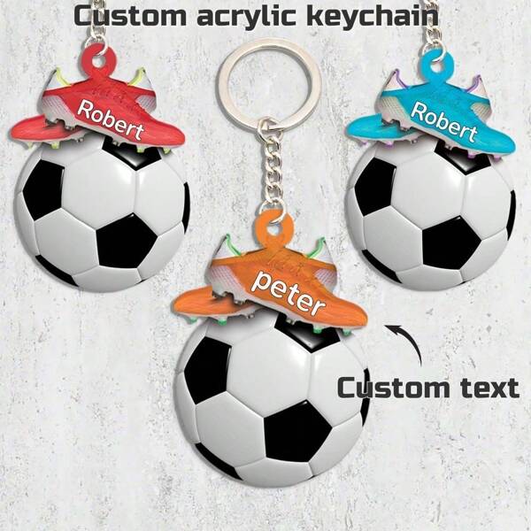 1pc Personalized Acrylic Keychain, Football/Sports Lovers, Customized Exclusive Keychain, Gift For Friends, Family, Lovers, Anniversary, Fashion Accessory