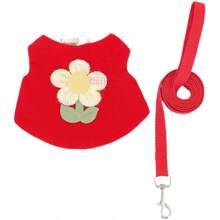 1 pieza Arnés para conejo con diseño de flor y conejo adorable, Elegante y delicado conjunto de arnés para conejos, Arnés de pecho y correa para uso en exteriores, Adecuado para conejos, gatos pequeños, cobayas, etc.