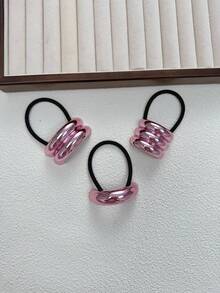 3pcs Europe And The United States Geometric Metal Bump Elasticity New Elegant Hair Tie Versatile Hair Rope Retro Elegant Hair Tie