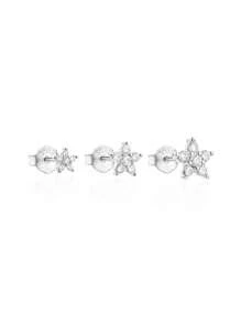 3Pcs Silver Earrings Sterling Silver Jewelry Flower Earring For Women Vintage Stud Earring Piercing Gift For Mom Bridal Jewelry Fine Jewelry