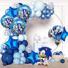 Eyuwn 6PCS So Nic Birthday Party Supplies Video Gamers Hedgehog Foil Balloon Bouquet Decorations