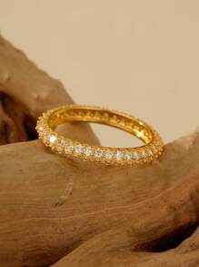 Anéis de dedo de prata esterlina 925, elegantes, minimalistas e luxuosos, com zircônias pavimentadas, para mulheres, uso diário ou para festas