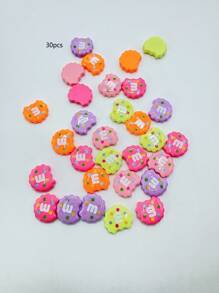 30 Stücke 14-15mm süße mini Kawaii DIY Harz Bonbon Cartoon M Keks Scrapbooking flache Rückseite Cabochons Frauen Mädchen Nagel Kunst Scheiben Charms Maniküre Dekorationen Kunstschmuckzubehör