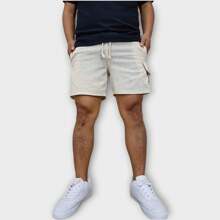 Bermuda Cargo De Linho Premium Shorts Mauricinho Masculino Casual Basico Confortavel Detalhe Etiqueta De Couro