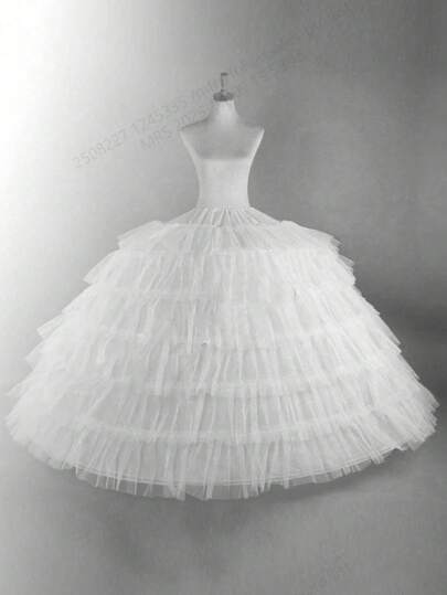 1 pieza Enagua de tul de 6 capas y 6 aros extra larga para mujer, con cintura ajustable, adecuada para vestido de novia, vestido formal, vestido de noche